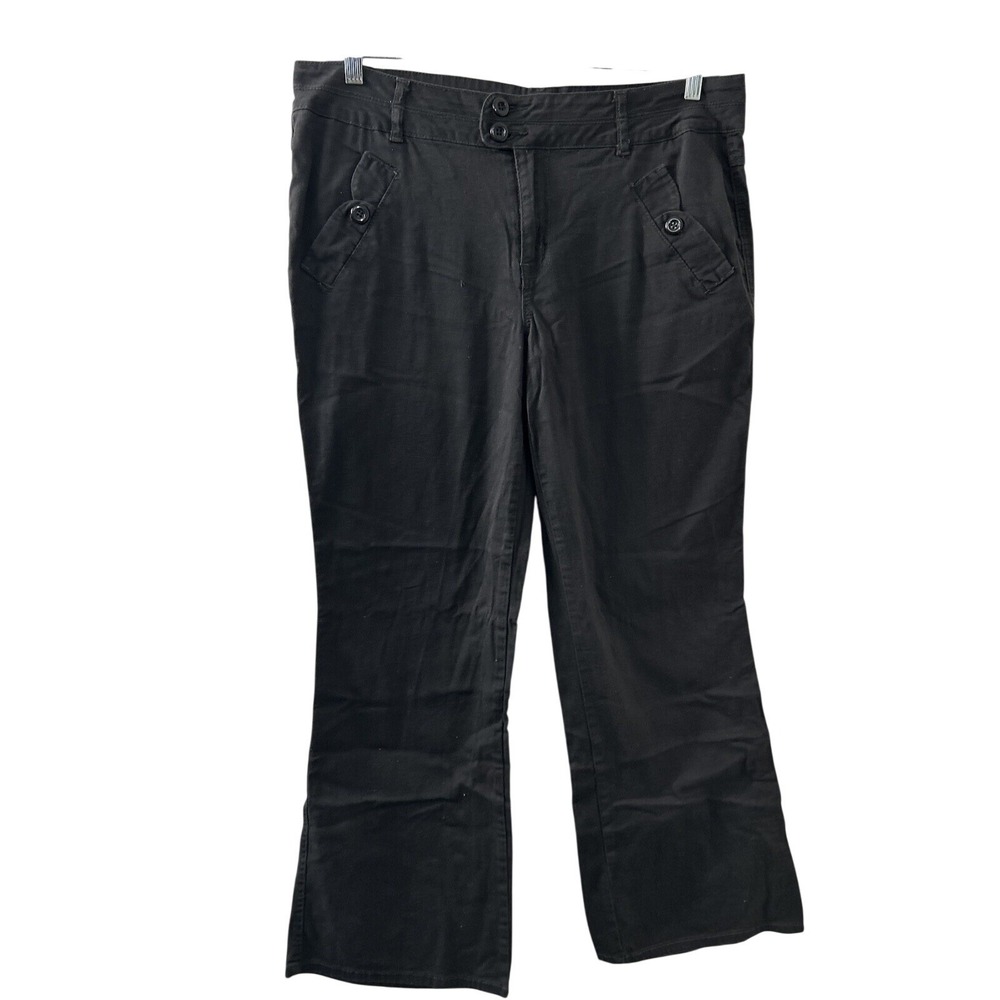 Second Generation Cotton Blend Trousers 16 Black Double Button Bootcut Workwear